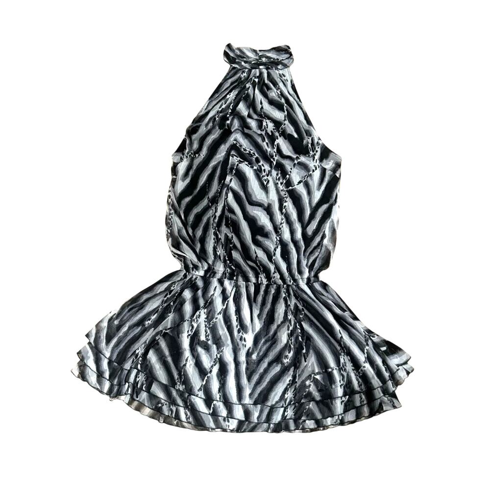 Venus zebra Halter Mini Dress 8 high neck Gatsby Drop waist Cocktail Party